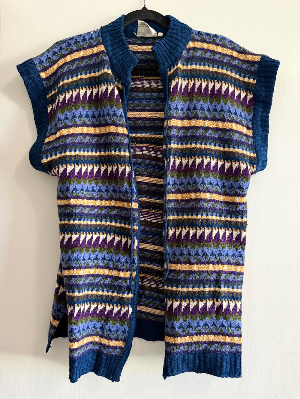 Vintage Mervyn's/Partners Blue Multicolor Knit Vest